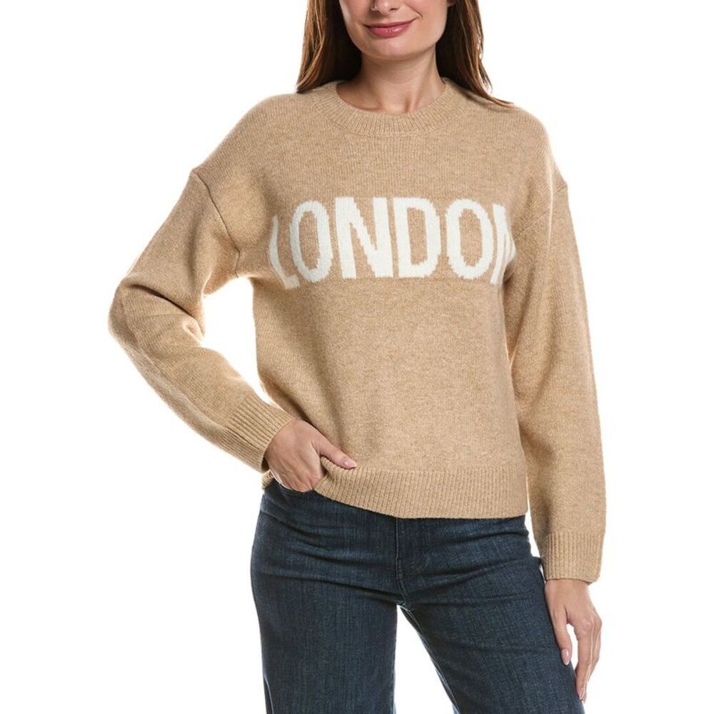 English Factory Womens London Lettering Sweater, Brown